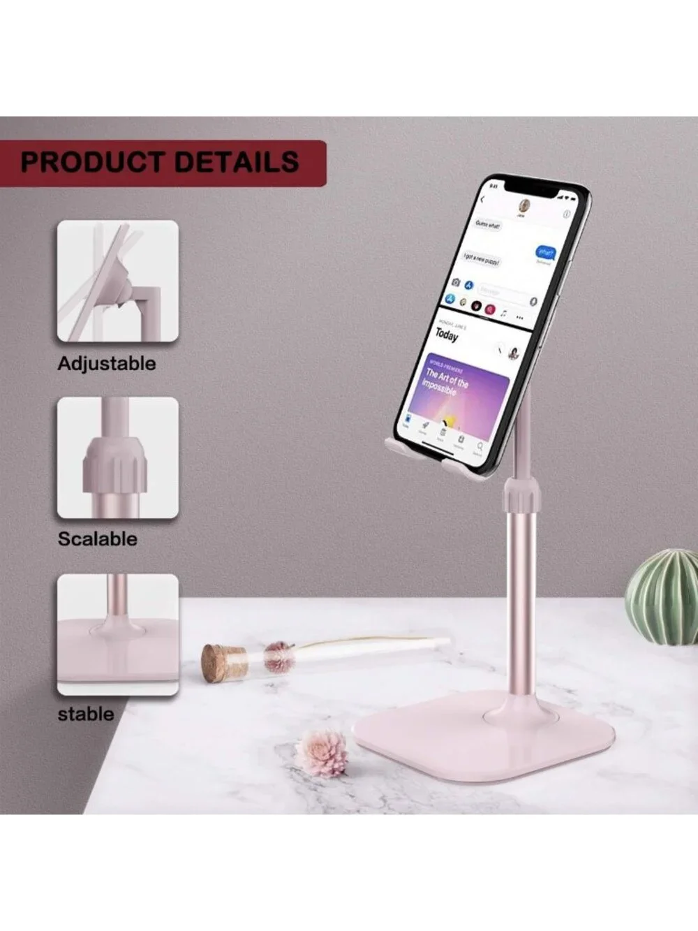 Stylish Pink Phone Stand for Desk - Perfect Valentine's Day Gift for Teens